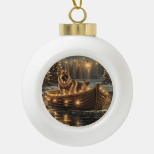 German Shepherd Christmas Festive Voyage  Ceramic Ball Christmas Ornament