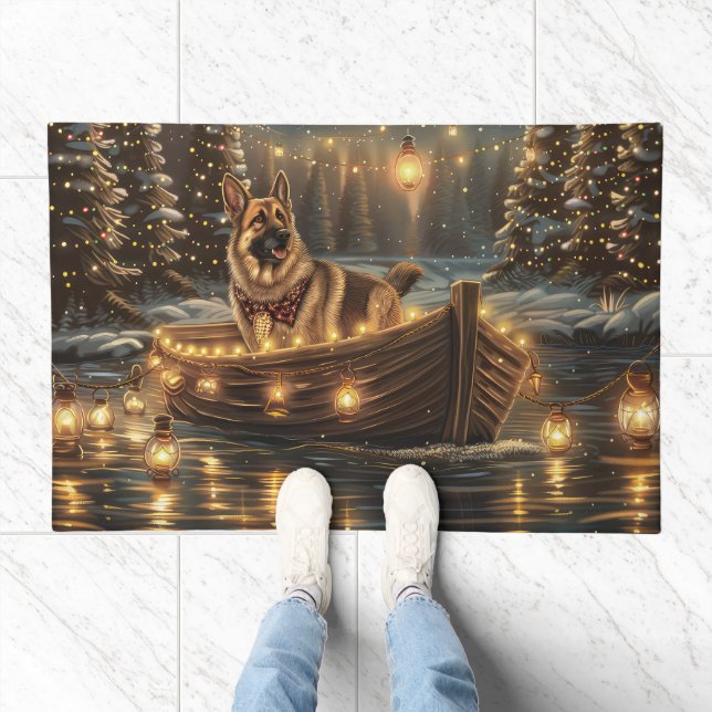 German Shepherd Christmas Festive Voyage  Doormat (Indoor)