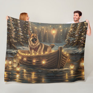 German Shepherd Christmas Festive Voyage Fleece Blanket
