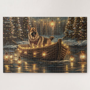 German Shepherd Christmas Festive Voyage Jigsaw Puzzle