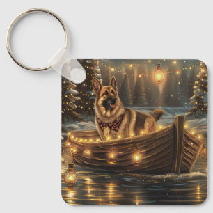 German Shepherd Christmas Festive Voyage  Keychain