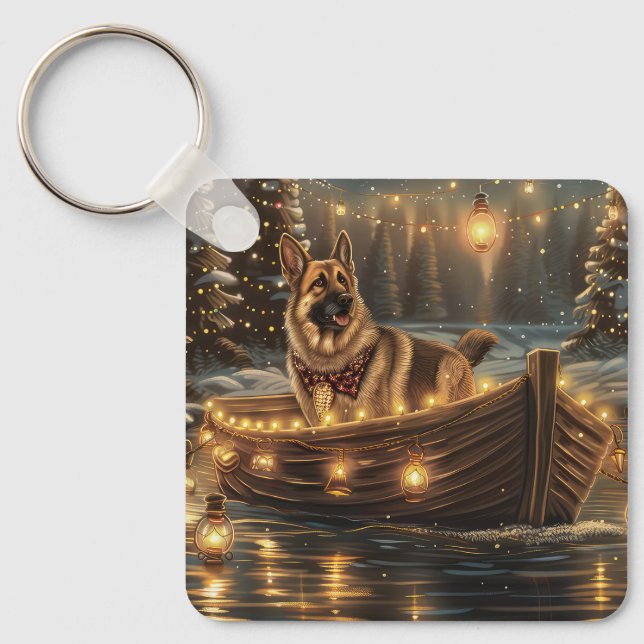 German Shepherd Christmas Festive Voyage  Keychain (Front)