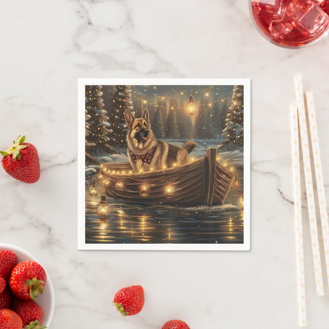 German Shepherd Christmas Festive Voyage  Napkins (Insitu)