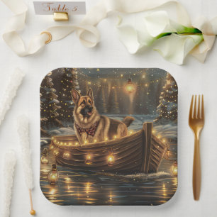 German Shepherd Christmas Festive Voyage  Paper Plates