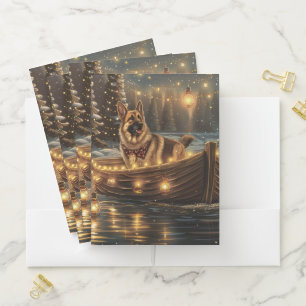 German Shepherd Christmas Festive Voyage  Pocket Folder