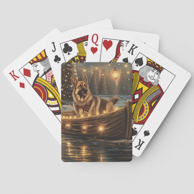 German Shepherd Christmas Festive Voyage  Poker Cards (Back)