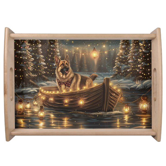 German Shepherd Christmas Festive Voyage  Serving Tray (Front)