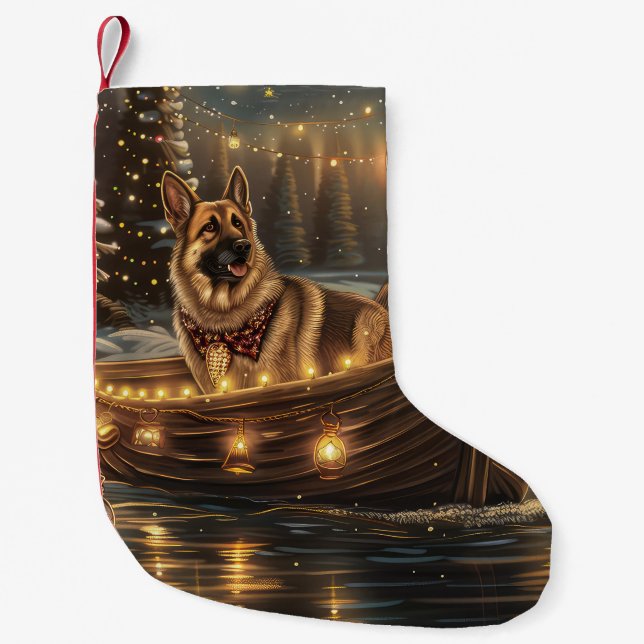 German Shepherd Christmas Festive Voyage  Small Christmas Stocking (Front)
