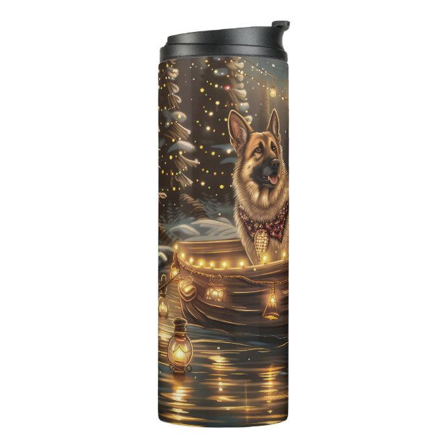 German Shepherd Christmas Festive Voyage  Thermal Tumbler (Rotated Left)