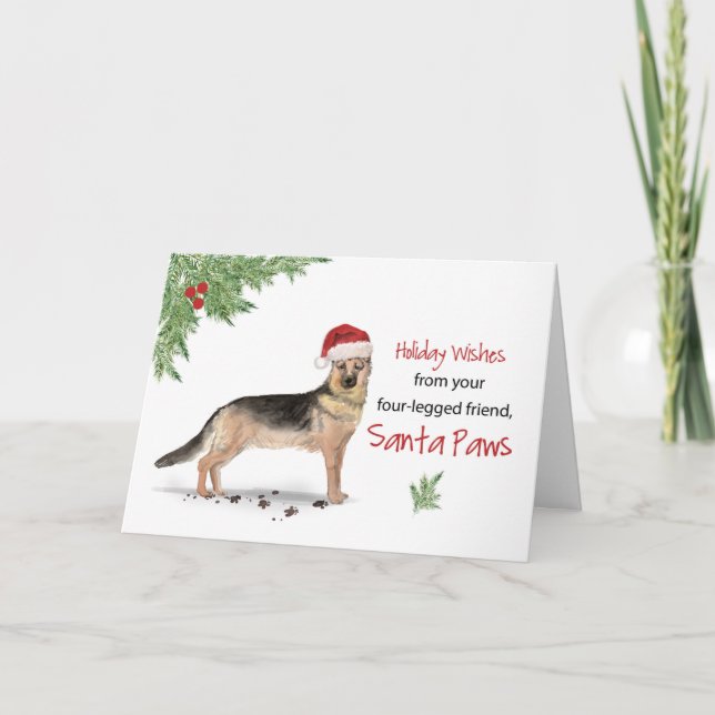 German Shepherd Christmas From Dog in Funny Santa Card (Front)