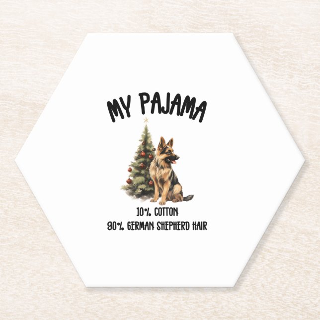 German Shepherd & Christmas, Funny Dog Design for  Paper Coaster (Front)