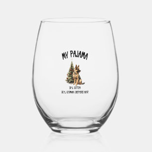 German Shepherd & Christmas, Funny Dog Design for Stemless Wine Glass