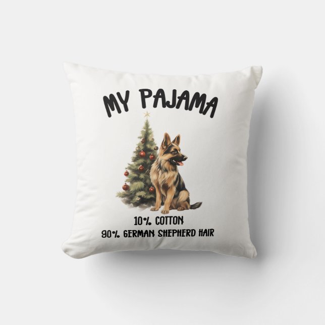 German Shepherd & Christmas, Funny Dog Design for  Throw Pillow (Front)