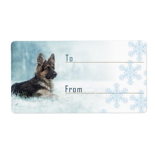 German shepherd christmas gift label. label (Front)