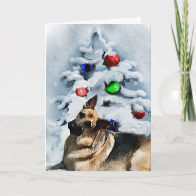 German Shepherd Christmas Gifts Holiday Card (Front)