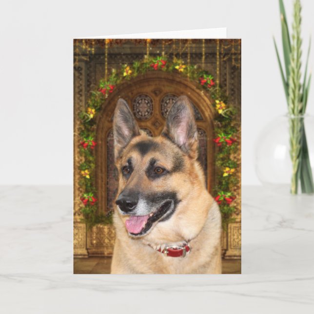 German Shepherd Christmas Holiday Card (Front)