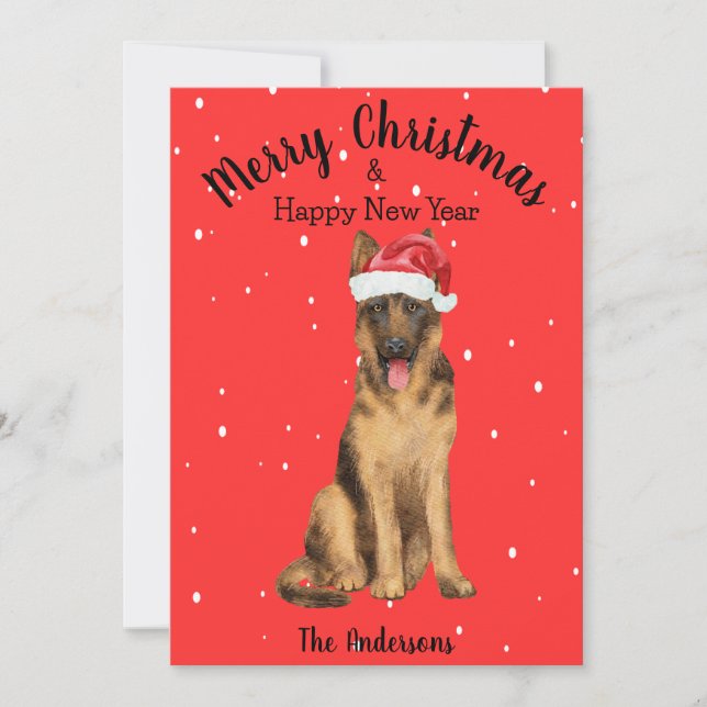 German Shepherd Christmas Holiday Card (Front)