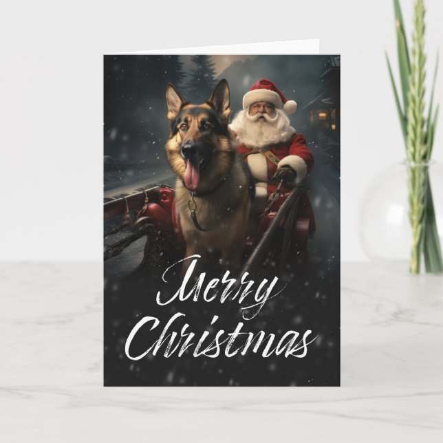 German Shepherd Christmas holiday card (Front)