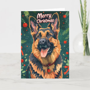 German Shepherd Christmas Holiday Card