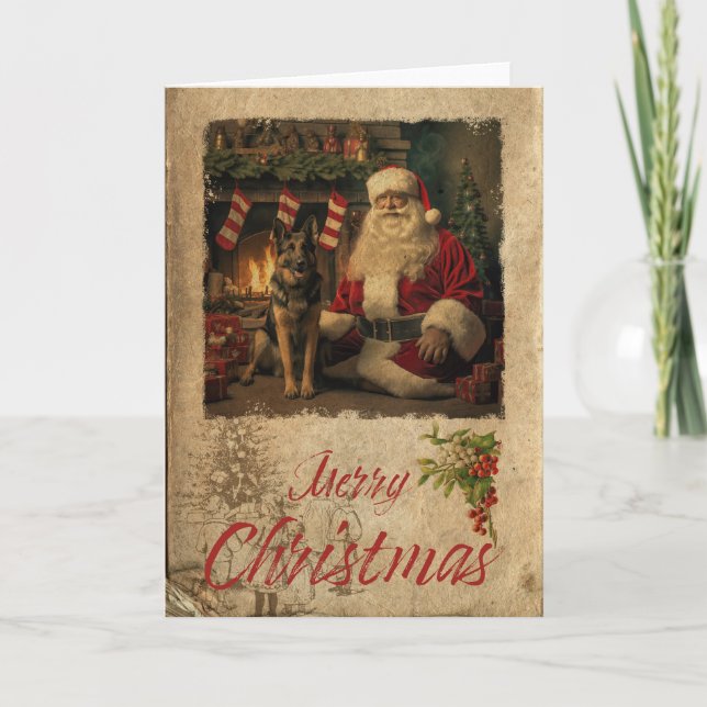 German Shepherd Christmas holiday card (Front)