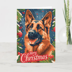German Shepherd Christmas  Holiday Card