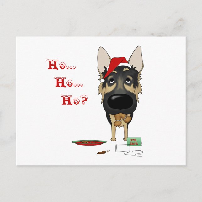 German Shepherd Christmas Holiday Postcard (Front)