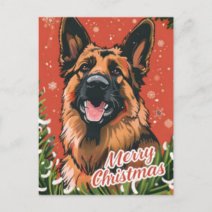 German Shepherd Christmas Holiday Postcard