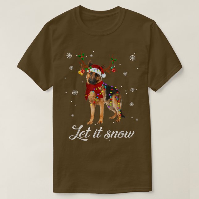 German shepherd Christmas Let It Snow  T-Shirt (Design Front)