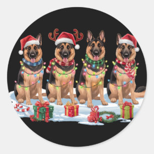 German Shepherd Christmas Lights - Adorable Design Classic Round Sticker