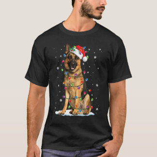 German Shepherd Christmas Lights Xmas Pajama Boxer T-Shirt