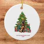 German Shepherd Christmas Ornament<br><div class="desc">Celebrate the joy of the season with a touch of furry charm! This Custom German Shepherd Christmas Ornament is the perfect way to honor your beloved four-legged friend this holiday season. Crafted with care, this ornament features a festive German Shepherd, complete with a Santa hat. What makes this ornament truly...</div>