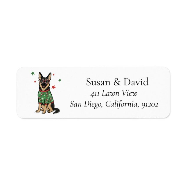 German Shepherd Christmas Pet Dog Label (Front)