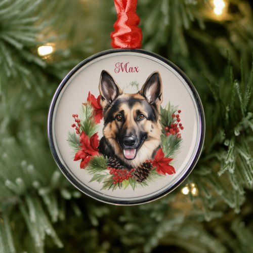 German Shepherd Christmas Pet Memorial Dog Breed Metal Ornament