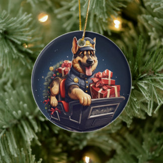 German Shepherd Christmas Pet Ornament, Dog Lover Ceramic Ornament