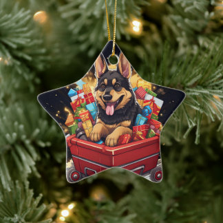 German Shepherd Christmas Pet Ornament, Dog Lover Ceramic Ornament