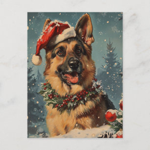 German shepherd christmas  postcard
