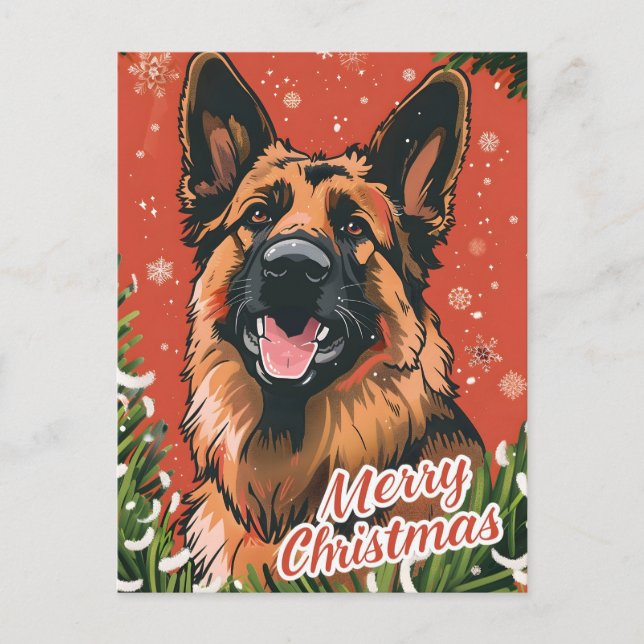 German Shepherd Christmas  Postcard (Front)