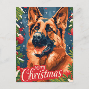 German Shepherd Christmas Postcard
