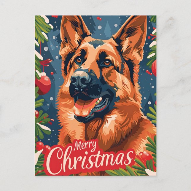 German Shepherd Christmas  Postcard (Front)