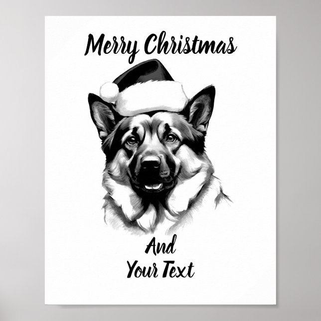 German Shepherd Christmas Poster Instant Download (Front)