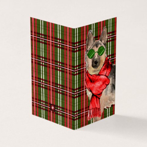 German Shepherd Christmas Red Green Holiday Plaid