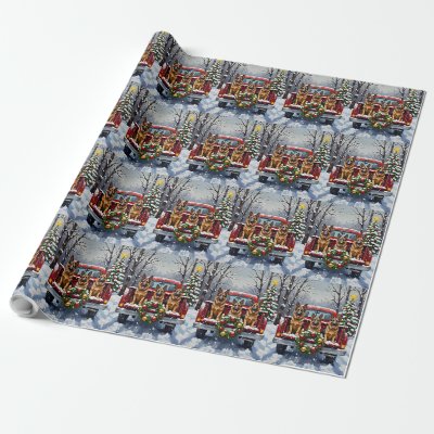 German Shepherd Christmas Red Truck Holiday Wrapping Paper