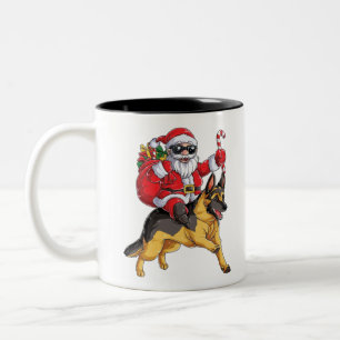 German Shepherd Christmas Santa Claus Woofmas Two-Tone Coffee Mug