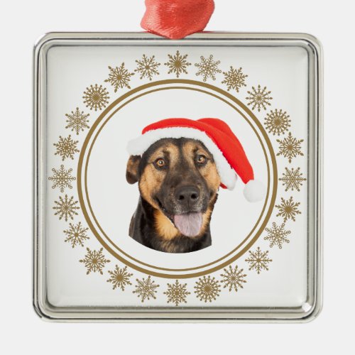 German Shepherd Christmas Santa Hat Dog Lovers Metal Ornament