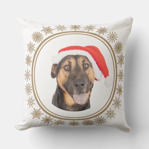 German Shepherd Christmas Santa Hat Dog Lovers Outdoor Pillow