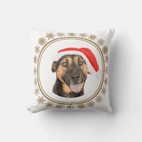 German Shepherd Christmas Santa Hat Dog Lovers Throw Pillow