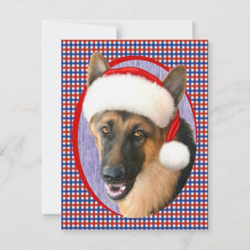 German Shepherd Christmas Santa Hat Invitation