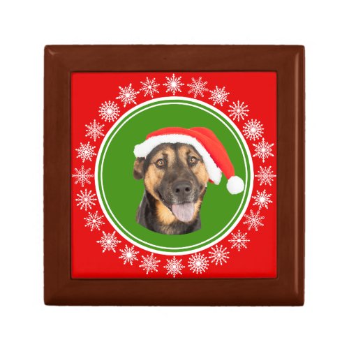 German Shepherd Christmas Santa Hat Jolly Dog Gift Box
