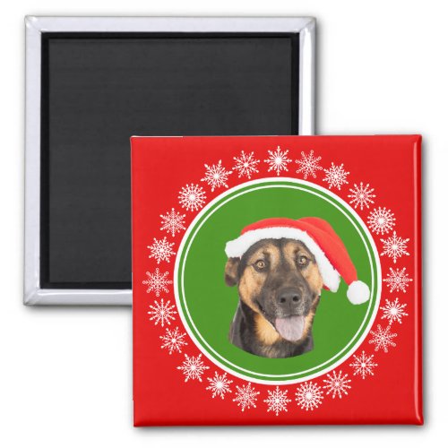 German Shepherd Christmas Santa Hat Jolly Dog Magnet