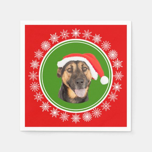 German Shepherd Christmas Santa Hat Jolly Dog Paper Napkins